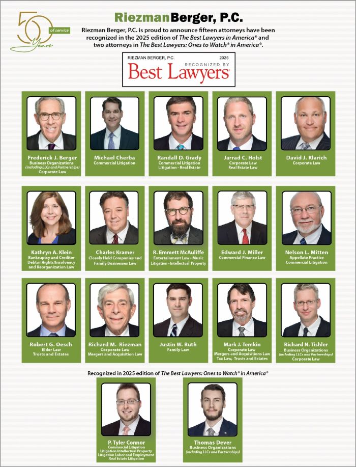 Riezman Berger, PC Announces 15 of its Attorneys Named Best Lawyers® 2025